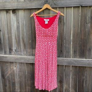 Nine West Red and White Pattern Dress w/ Tie Waist